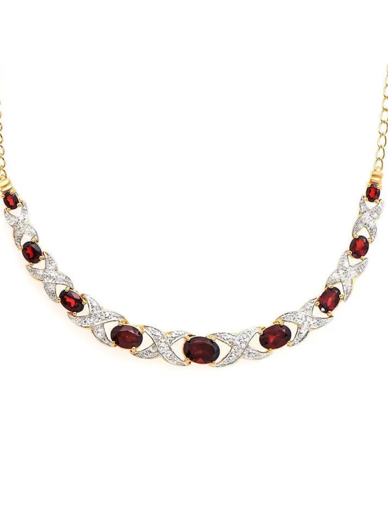 519 Ct Garnet  Diamond Designer Necklace